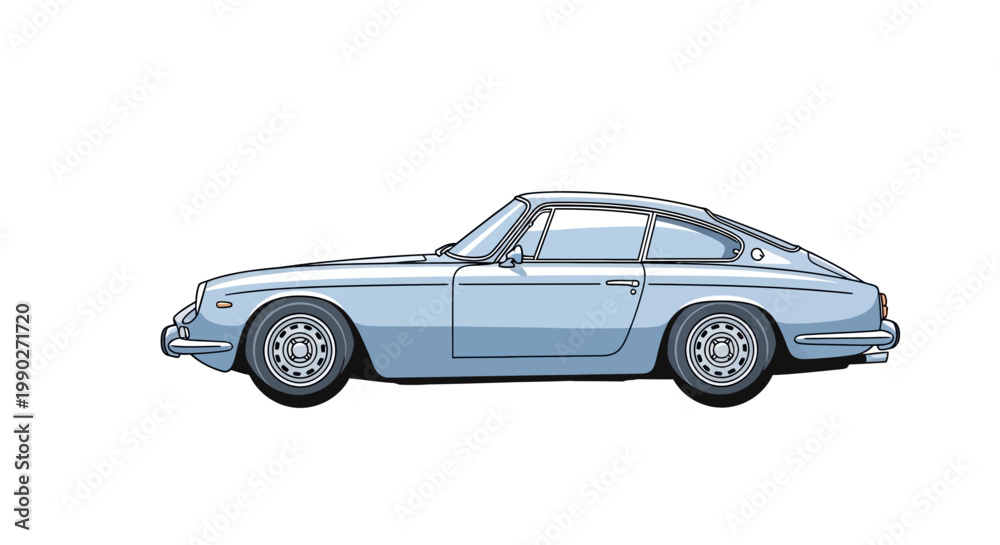 Fototapeta premium Vintage Blue Car Side View.