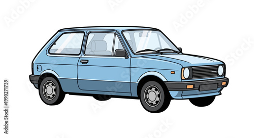 Vintage Blue Hatchback Car Model.