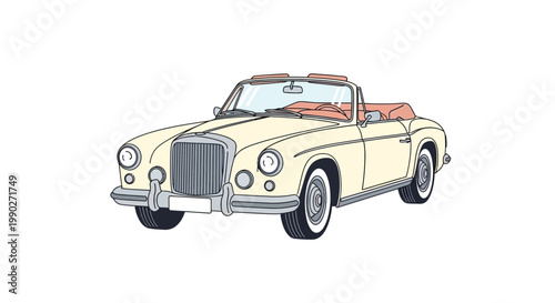 Vintage cream color convertible sports car.