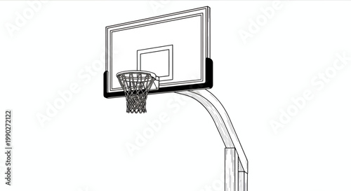 Outdoor basketball hoop with backboard mounted on a tall pole in a simple outdoor setting, ready for a casual game or practice.
