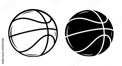 Pair of contrasting basketballs showcasing black and white designs.