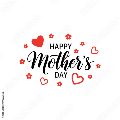 Quadro em tela Happy mothers day lettering with decorative hearts and flowers motherly love sym