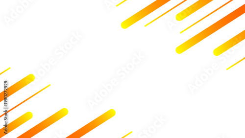 ビビットオレンジのグラデーションメンフィス背景 斜め楕円とラインのサイバーデジタル広告デザイン 横長 16:9