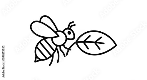 Bee Collecting Nectar from Leaf.