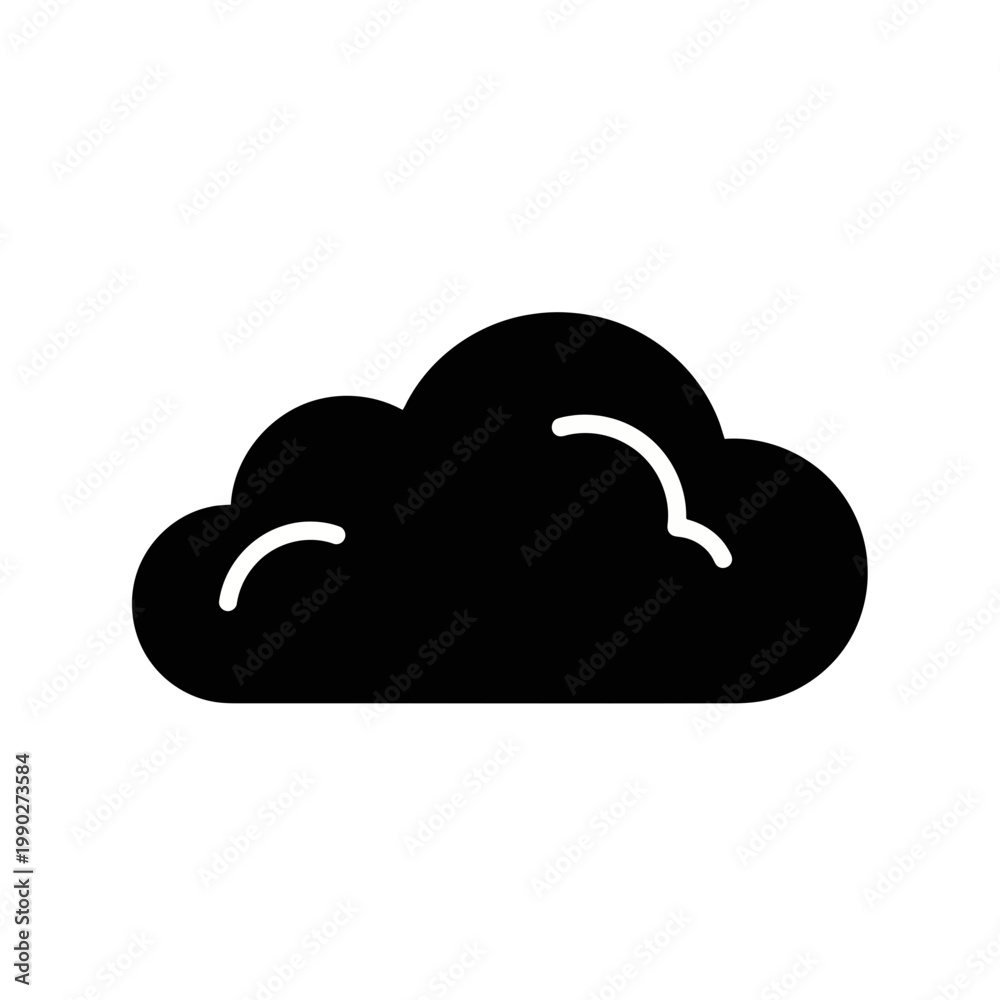 Fototapeta premium Black cloud icon for weather forecast