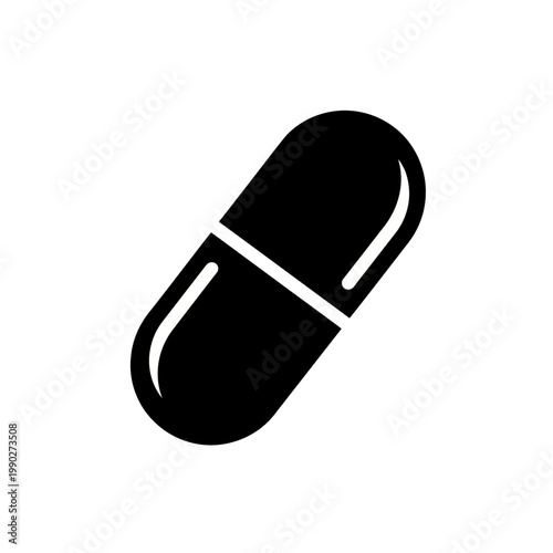 Black capsule or pill icon for medical or health concepts