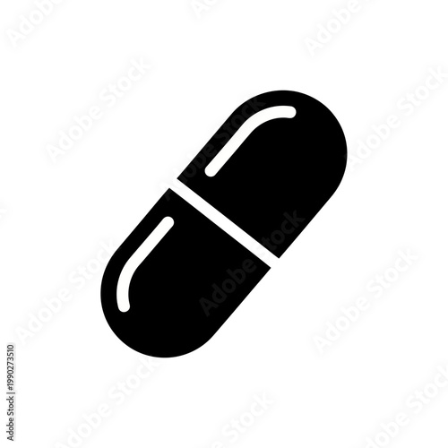 Black capsule icon for medical or health concepts