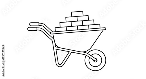 Wheelbarrow filled with construction bricks.