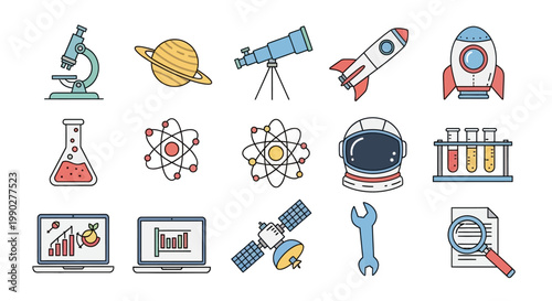 Science Technology Icons Symbols Design.