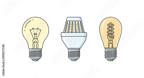 Light Bulbs in Different Styles.