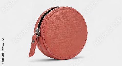 red leather coin purse with zipper