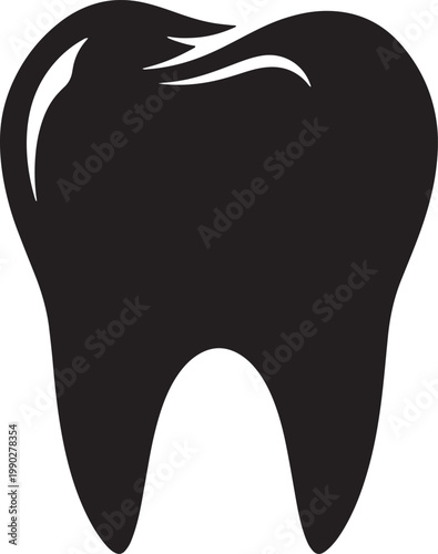 Black tooth icon, dental symbol, tooth silhouette, medical illustration, health graphics