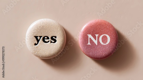 Simple yes and no button layout on a white background, emphasizing clarity, usability, and minimal interaction design