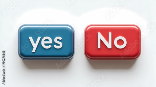 Simple yes and no button layout on a white background, emphasizing clarity, usability, and minimal interaction design