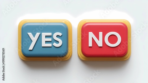 Simple yes and no button layout on a white background, emphasizing clarity, usability, and minimal interaction design
