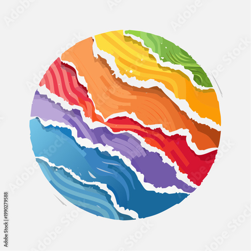 Bright colorful stickers with torn ragged edges