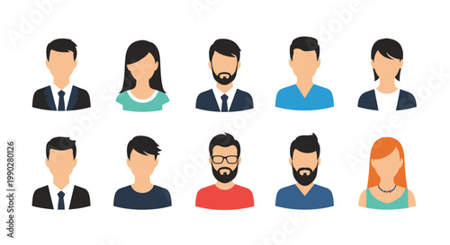 Collection of diverse human avatar icons representing various ethnicities, hairstyles, and professional styles for social media or user profile identification.