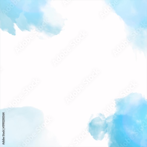 Soft Light Blue Watercolor Frame with White Empty Space
