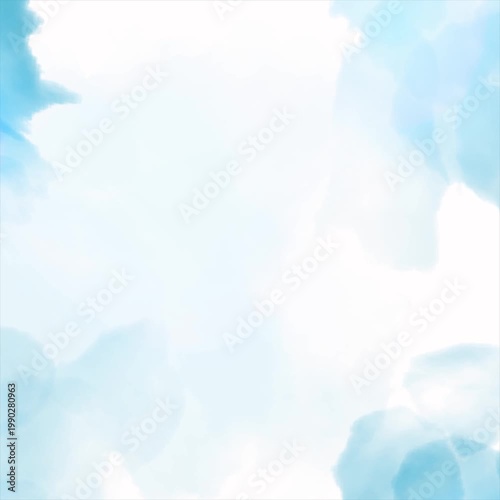 Soft Light Blue Watercolor Frame with White Empty Space