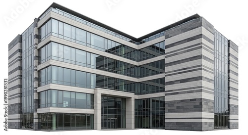 modern office building with glass facade and concrete exterior
