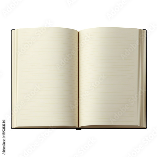 Open notebook pages isolated on transparent background