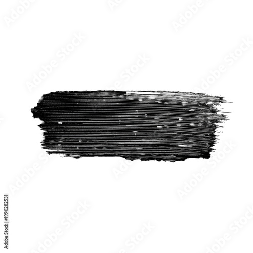 Black paint brush stroke isolated on transparent background