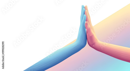 Vibrant abstract hands forming a high-five gesture, ideal for celebrating National High five day