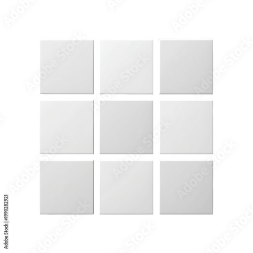 White square grid tiles isolated on transparent background
