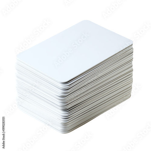 Stack of white paper sheets isolated on transparent background