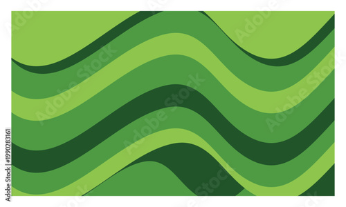 Abstract Green Wave Background Vector – Green Gradient Curves, Modern Layered Design, Organic Flow Minimal Backdrop On White Backround.