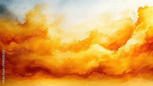 Abstract Golden Orange Cloudburst Bursting with Light and Texture