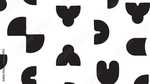 Seamless Black and White Abstract Geometric Shape Pattern
