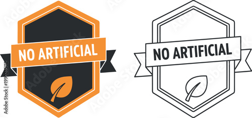 No Artificial Ingredients Badge Vector Set – Organic Product Label Design for Food Packaging