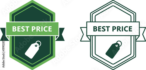 Green Best Price Badge Vector Set for Promotions, Discounts, and E-commerce Marketing