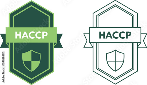 HACCP Certification Badge Icons for Food Safety and Quality Assurance in Green Vector Style