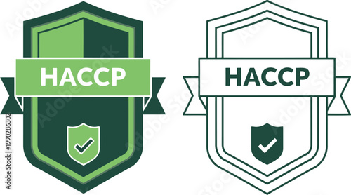 HACCP certification badge icons for food safety assurance and quality control compliance
