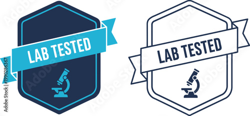 Lab Tested Badge Icons with Microscope Symbol for Certified Laboratory Quality Assurance Labels