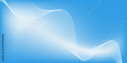 Smooth white waves glide across soft blue gradient. Elegant motion suggests fluidity and calm. Ideal for wellness, tech, or modern design projects. Bright tones evoke clarity and serenity.eps 10