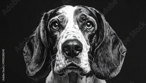 Striking Black and White Portrait of a Loyal English Setter.