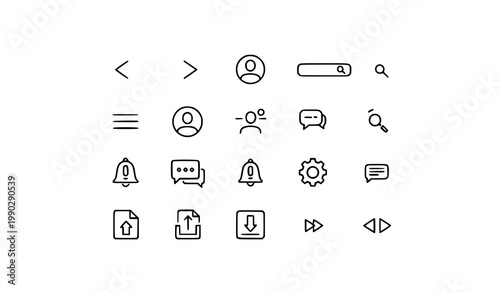 Interface thin line icon vector set with UI symbols for website mobile app and dashboard design
Keywords:
