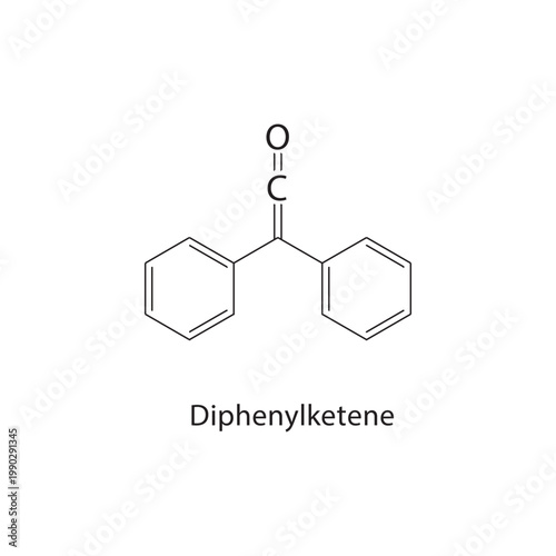 Diphenylketene skeletal structure. ketene compound schematic illustration. Simple diagram, chemical formula.