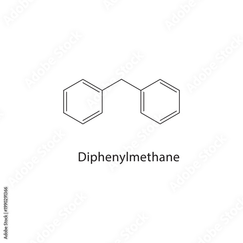 Diphenylmethane skeletal structure. alkane compound schematic illustration. Simple diagram, chemical formula.