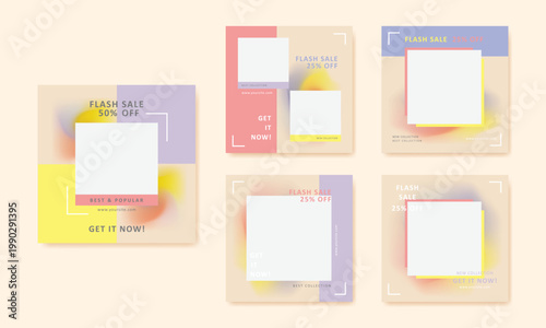 Colorful card collection a grid of blank cards with decorative elements