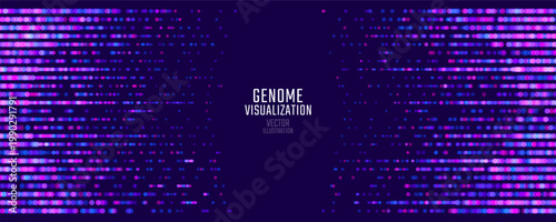 Genomic data visualization. Abstract DNA sequencing and genome mapping graphics. Scientific concept for medical research, biotechnology, and genetic testing. Vector illustration.