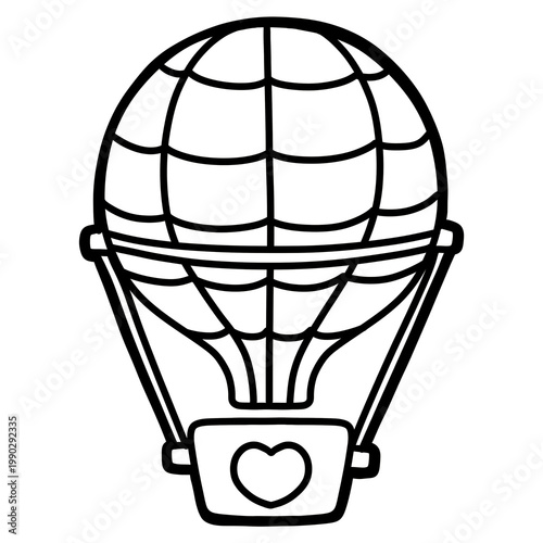 Cute outline hot balloon clipart png