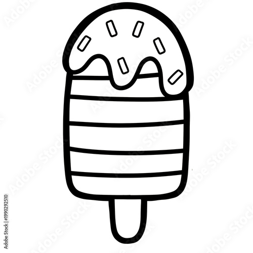 Cute Pride Month rainbow outline ice cream clipart png