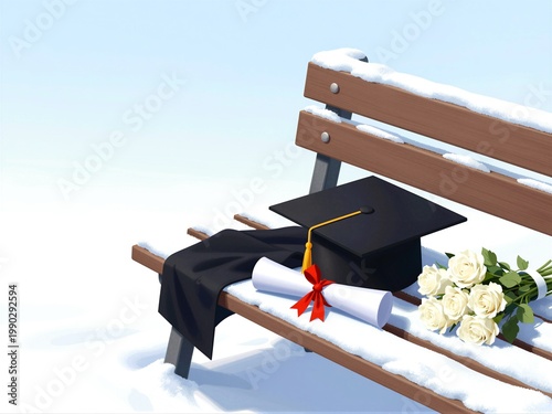 Winter Graduation Card with Cap and Diploma