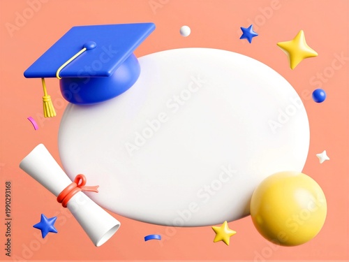 Trendy Graduation Card with Cap and Diploma
