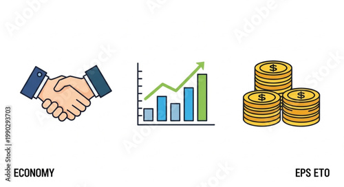 Business growth and financial success icons.