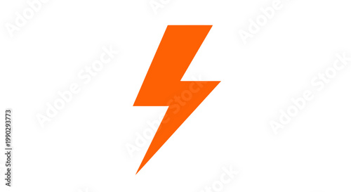 Dynamic orange lightning bolt graphic illustrating concepts of electricity, power, energy, speed, and quick alert. A vibrant symbol for impactful visual communication and warnings